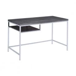 Kravitz 47.25 in. Rectangular Weathered Grey and Chrome Writing Desk with Storage Shelf by Coaster Home Furnishings