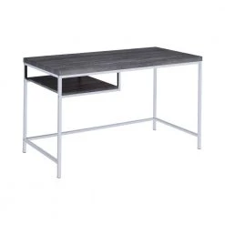 Kravitz 47.25 in. Rectangular Weathered Grey and Chrome Writing Desk with Storage Shelf by Coaster Home Furnishings 12 Kravitz 47.25 in. Rectangular Weathered Grey and Chrome Writing Desk with Storage Shelf by Coaster Home Furnishings -Coaster Home Furnishings Shop weathered grey and chrome coaster home furnishings writing desks 801271 77 1000