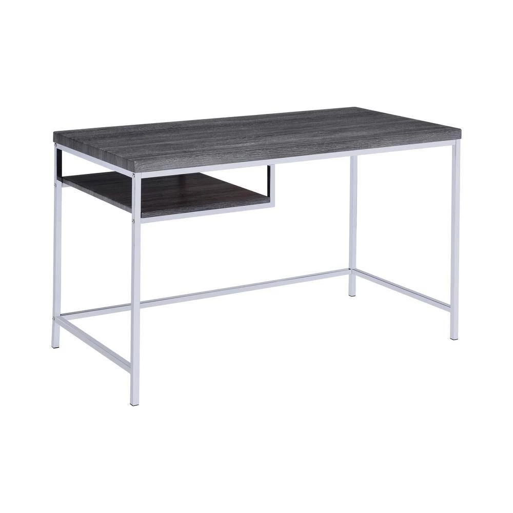Kravitz 47.25 in. Rectangular Weathered Grey and Chrome Writing Desk with Storage Shelf by Coaster Home Furnishings 5 Kravitz 47.25 in. Rectangular Weathered Grey and Chrome Writing Desk with Storage Shelf by Coaster Home Furnishings - Image 3