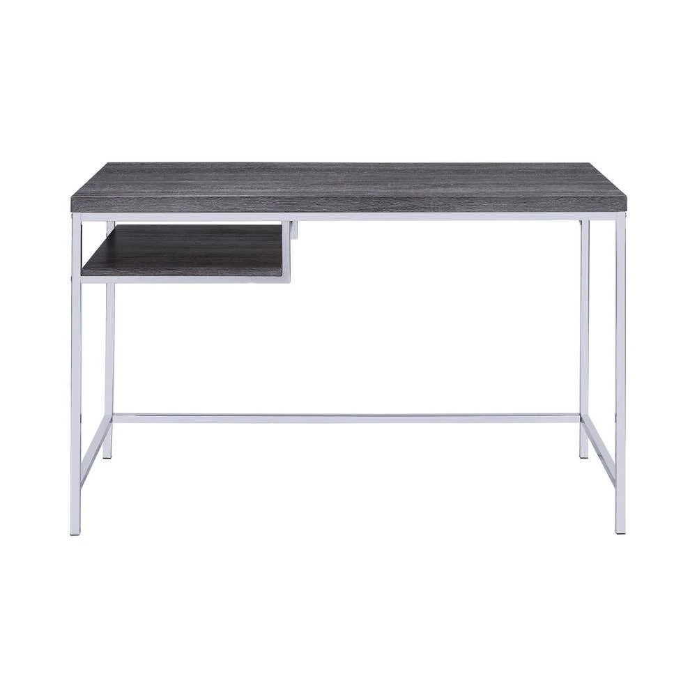 Kravitz 47.25 in. Rectangular Weathered Grey and Chrome Writing Desk with Storage Shelf by Coaster Home Furnishings 6 Kravitz 47.25 in. Rectangular Weathered Grey and Chrome Writing Desk with Storage Shelf by Coaster Home Furnishings - Image 4