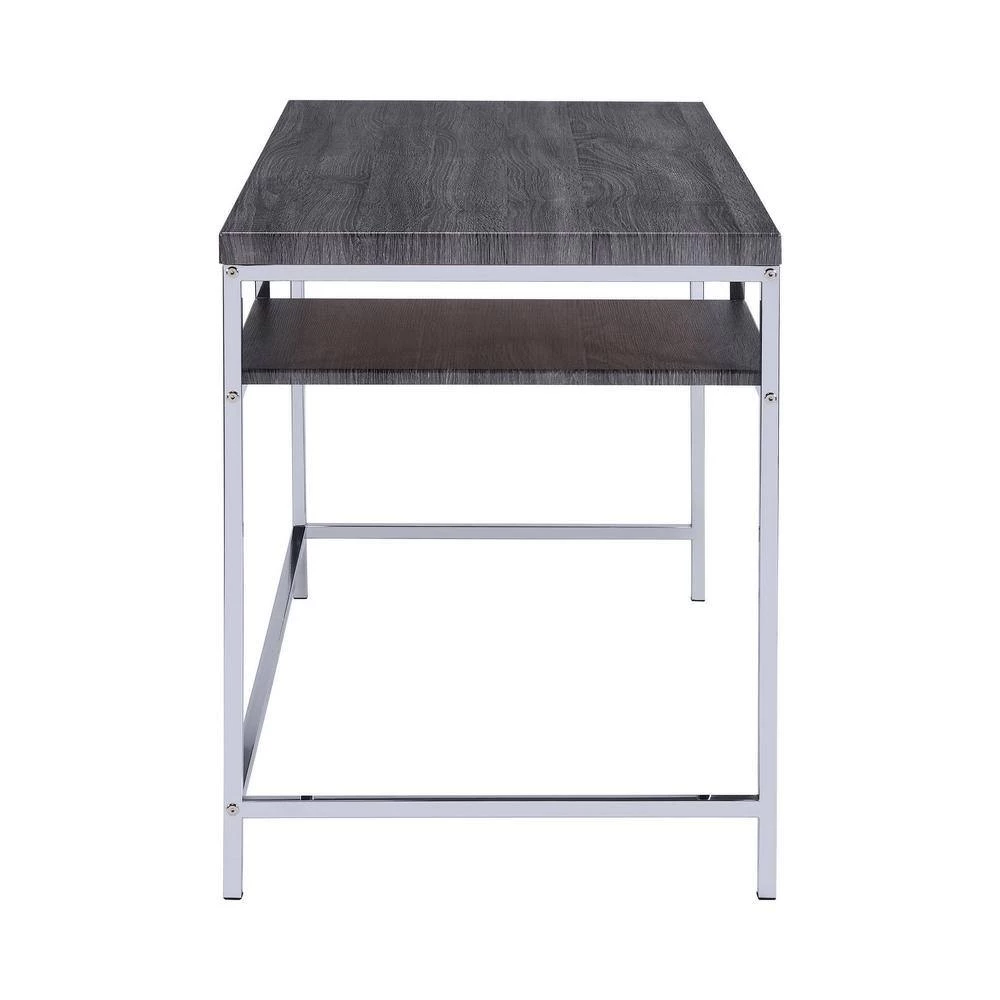 Kravitz 47.25 in. Rectangular Weathered Grey and Chrome Writing Desk with Storage Shelf by Coaster Home Furnishings 4 Kravitz 47.25 in. Rectangular Weathered Grey and Chrome Writing Desk with Storage Shelf by Coaster Home Furnishings - Image 2