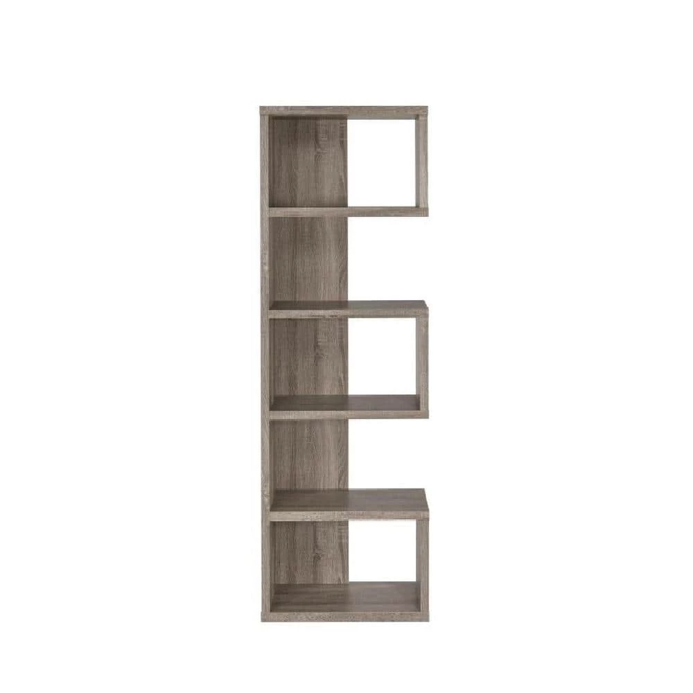 5-Shelf Semi-Backless Bookcase Weathered Grey by Coaster Home Furnishings 3 5-Shelf Semi-Backless Bookcase Weathered Grey by Coaster Home Furnishings