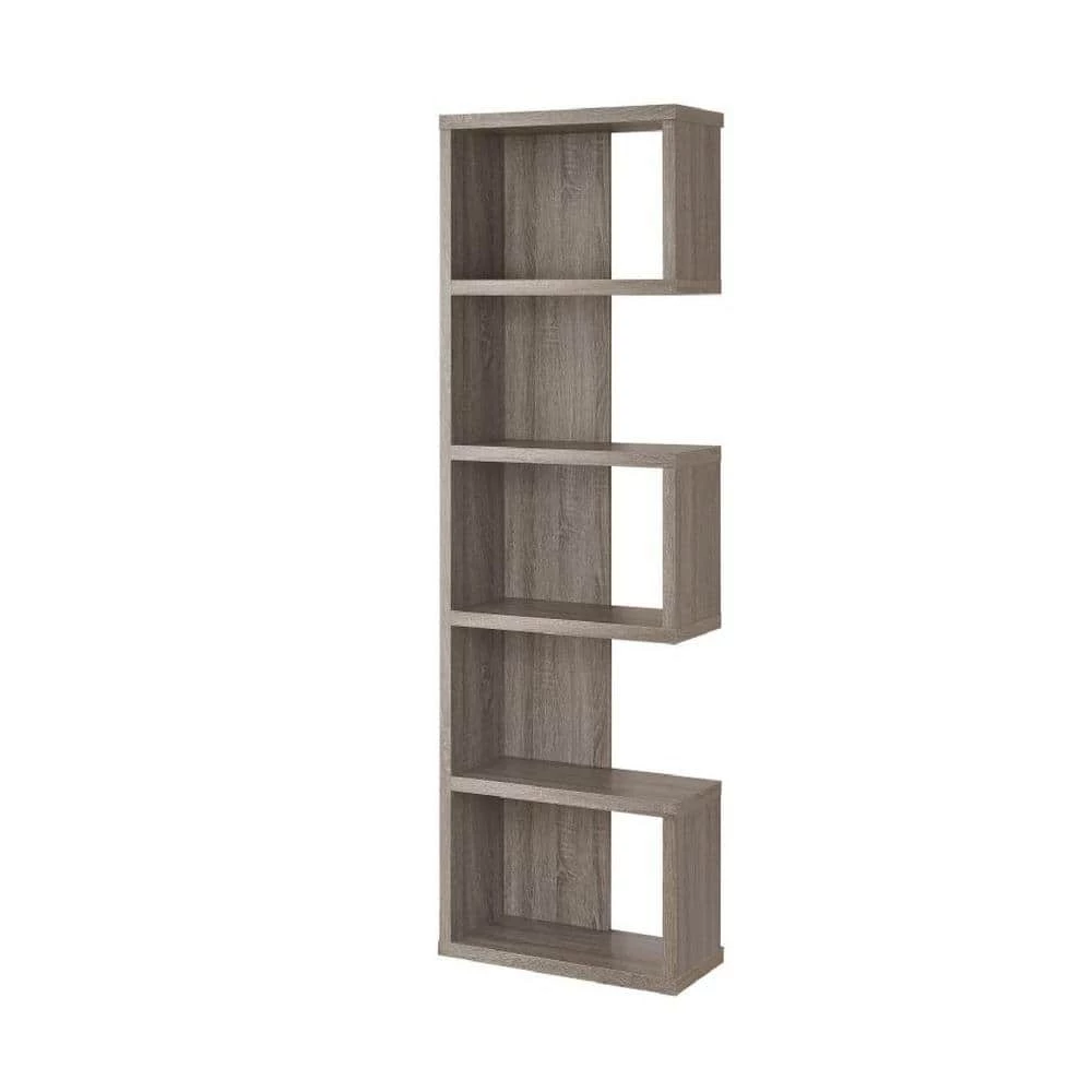 5-Shelf Semi-Backless Bookcase Weathered Grey by Coaster Home Furnishings 5 5-Shelf Semi-Backless Bookcase Weathered Grey by Coaster Home Furnishings - Image 3