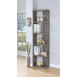 70.75 in. Weathered Grey Wood 5-Shelf Bookcase with Semi-Backless by Coaster Home Furnishings -Coaster Home Furnishings Shop weathered grey coaster home furnishings bookcases bookshelves 800553 31 1000