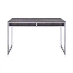 49 in. Rectangular Chrome 2 Drawer Writing Desk with Built-In Storage by Coaster Home Furnishings -Coaster Home Furnishings Shop weathered grey coaster home furnishings writing desks 801221ii 1f 1000