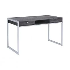 49 in. Rectangular Chrome 2 Drawer Writing Desk with Built-In Storage by Coaster Home Furnishings