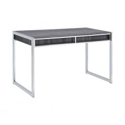 49 in. Rectangular Chrome 2 Drawer Writing Desk with Built-In Storage by Coaster Home Furnishings -Coaster Home Furnishings Shop weathered grey coaster home furnishings writing desks 801221ii 77 1000