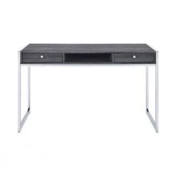 49 in. Rectangular Chrome 2 Drawer Writing Desk with Built-In Storage by Coaster Home Furnishings -Coaster Home Furnishings Shop weathered grey coaster home furnishings writing desks 801221ii c3 1000
