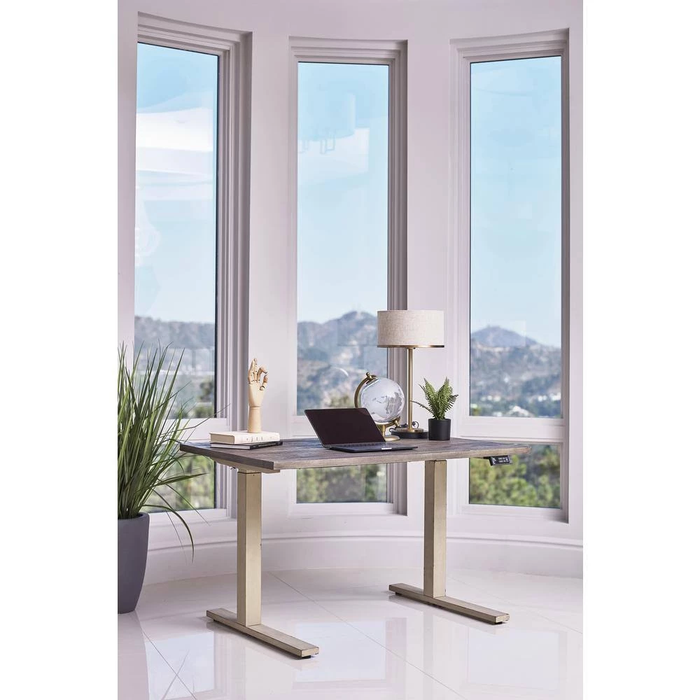 Myers 48 in. Rectangular Weathered Pine and Antique Ivory Standing Desk with Adjustable Height by Coaster Home Furnishings 10 Myers 48 in. Rectangular Weathered Pine and Antique Ivory Standing Desk with Adjustable Height by Coaster Home Furnishings - Image 8