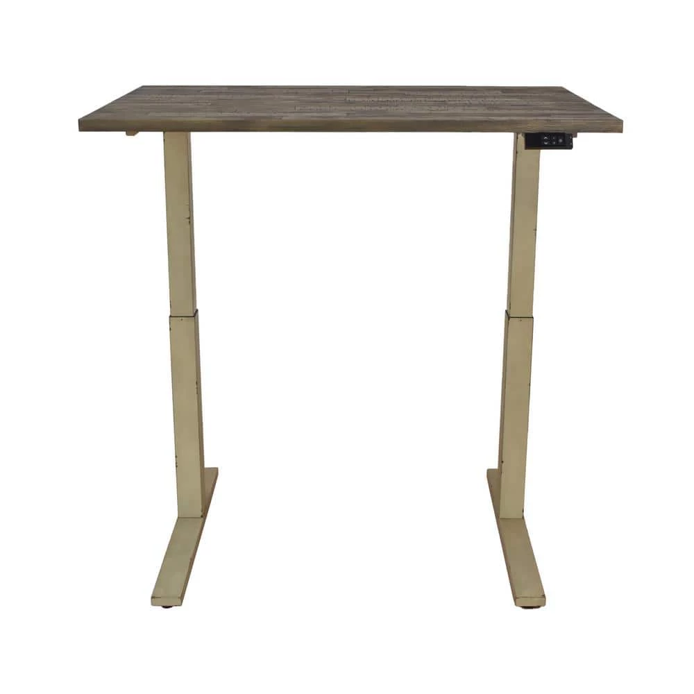 Myers 48 in. Rectangular Weathered Pine and Antique Ivory Standing Desk with Adjustable Height by Coaster Home Furnishings 6 Myers 48 in. Rectangular Weathered Pine and Antique Ivory Standing Desk with Adjustable Height by Coaster Home Furnishings - Image 4