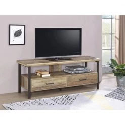 59in. Weathered Pine TV Console with 2 Drawers Fits TV's up to 64in. by Coaster Home Furnishings -Coaster Home Furnishings Shop weathered pine coaster home furnishings tv stands 721881 31 1000