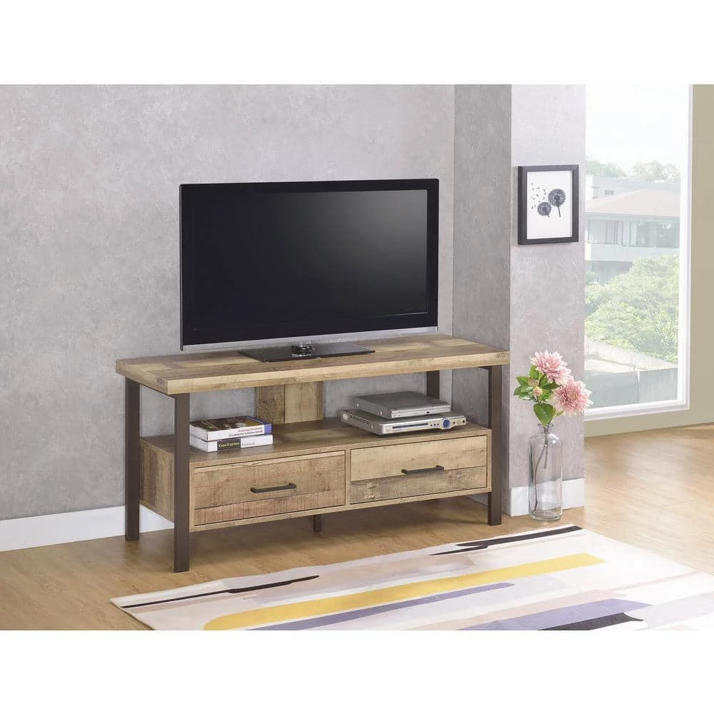 47.25in. Weathered Pine TV Console with 2 Drawers Fits TV's up to 52in. by Coaster Home Furnishings 8 47.25in. Weathered Pine TV Console with 2 Drawers Fits TV's up to 52in. by Coaster Home Furnishings - Image 6