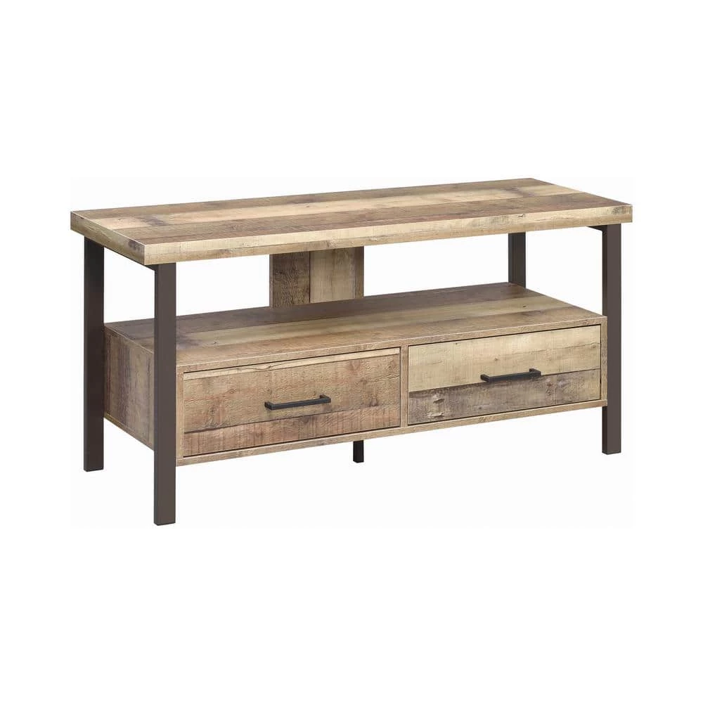 47.25in. Weathered Pine TV Console with 2 Drawers Fits TV's up to 52in. by Coaster Home Furnishings 3 47.25in. Weathered Pine TV Console with 2 Drawers Fits TV's up to 52in. by Coaster Home Furnishings
