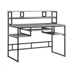 Mandy 48 in. Rectangular Weathered Taupe and Gunmetal Computer Desk with Keyboard Tray by Coaster Home Furnishings