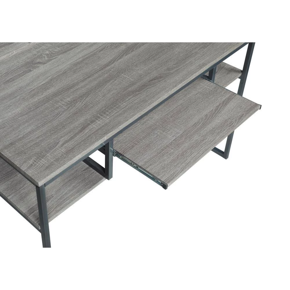 Mandy 48 in. Rectangular Weathered Taupe and Gunmetal Computer Desk with Keyboard Tray by Coaster Home Furnishings 5 Mandy 48 in. Rectangular Weathered Taupe and Gunmetal Computer Desk with Keyboard Tray by Coaster Home Furnishings - Image 3