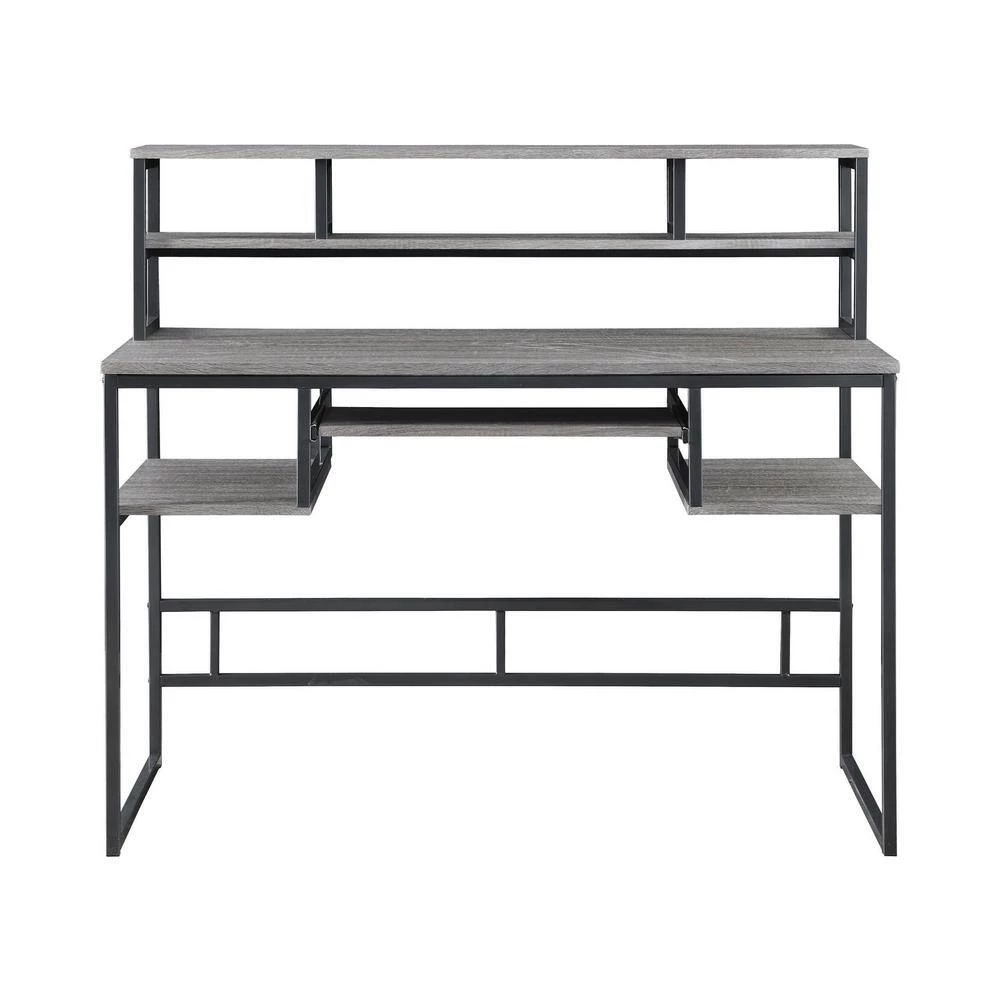 Mandy 48 in. Rectangular Weathered Taupe and Gunmetal Computer Desk with Keyboard Tray by Coaster Home Furnishings 6 Mandy 48 in. Rectangular Weathered Taupe and Gunmetal Computer Desk with Keyboard Tray by Coaster Home Furnishings - Image 4