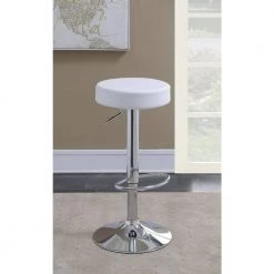 24.5 in. H Chrome and White Backless Metal Frame Adjustable Bar Stool with Leatherette Seat by Coaster Home Furnishings 11 24.5 in. H Chrome and White Backless Metal Frame Adjustable Bar Stool with Leatherette Seat by Coaster Home Furnishings -Coaster Home Furnishings Shop white and chrome coaster home furnishings bar stools 102550 31 1000