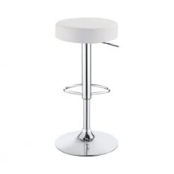 24.5 in. H Chrome and White Backless Metal Frame Adjustable Bar Stool with Leatherette Seat by Coaster Home Furnishings 9 24.5 in. H Chrome and White Backless Metal Frame Adjustable Bar Stool with Leatherette Seat by Coaster Home Furnishings -Coaster Home Furnishings Shop white and chrome coaster home furnishings bar stools 102550 4f 1000