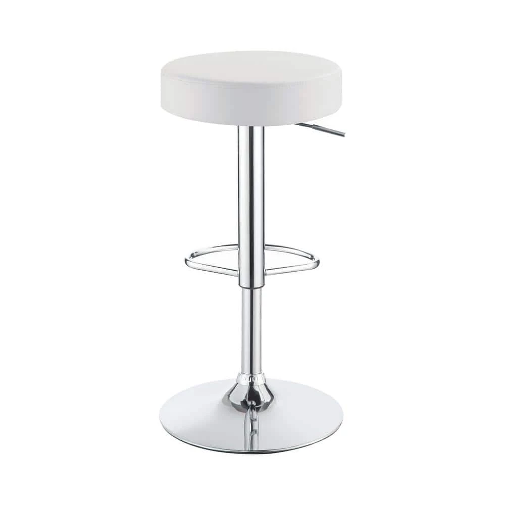 24.5 in. H Chrome and White Backless Metal Frame Adjustable Bar Stool with Leatherette Seat by Coaster Home Furnishings 5 24.5 in. H Chrome and White Backless Metal Frame Adjustable Bar Stool with Leatherette Seat by Coaster Home Furnishings - Image 3