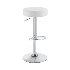 24.5 in. H Chrome and White Backless Metal Frame Adjustable Bar Stool with Leatherette Seat by Coaster Home Furnishings