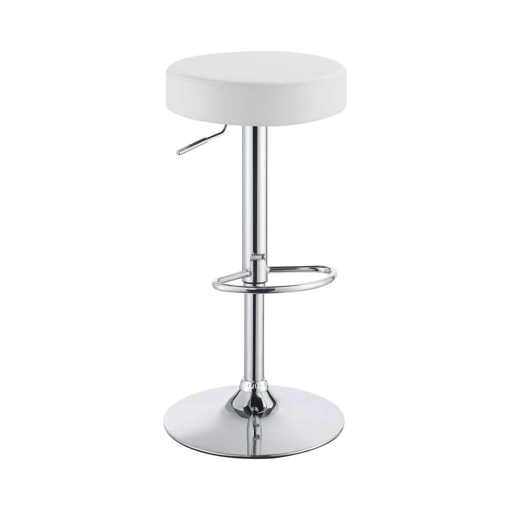 24.5 in. H Chrome and White Backless Metal Frame Adjustable Bar Stool with Leatherette Seat by Coaster Home Furnishings 3 24.5 in. H Chrome and White Backless Metal Frame Adjustable Bar Stool with Leatherette Seat by Coaster Home Furnishings