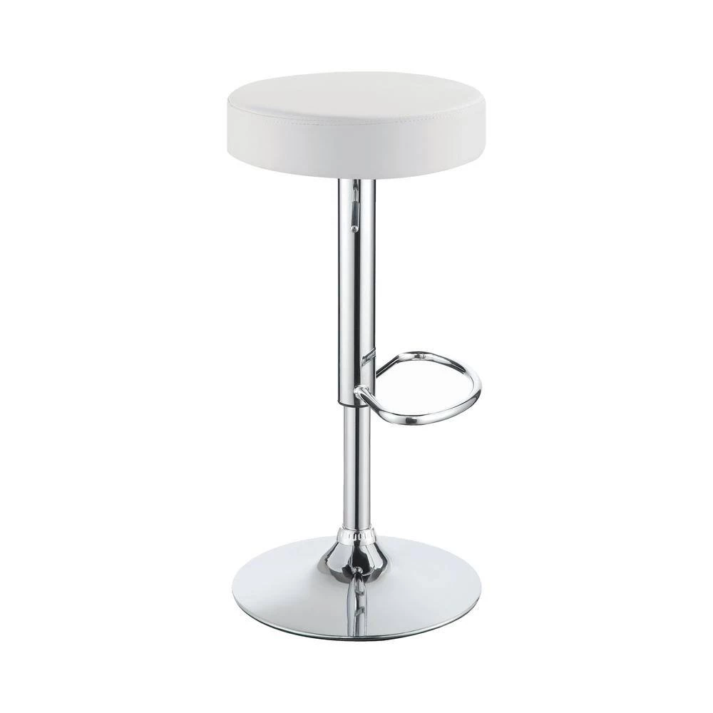 24.5 in. H Chrome and White Backless Metal Frame Adjustable Bar Stool with Leatherette Seat by Coaster Home Furnishings 4 24.5 in. H Chrome and White Backless Metal Frame Adjustable Bar Stool with Leatherette Seat by Coaster Home Furnishings - Image 2