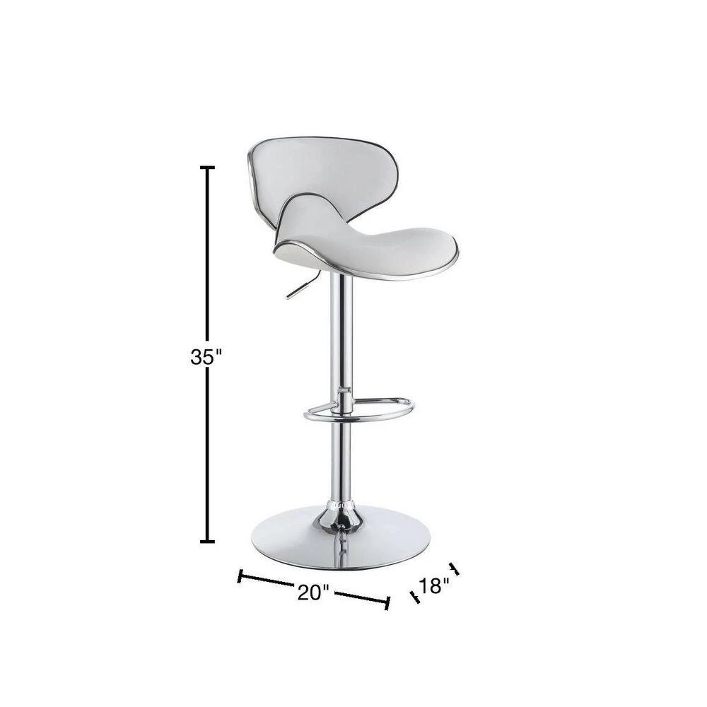 35 in. H White and Chrome Low Upholstered Back Metal Frame Adjustable Bar Stool (Set of 2) by Coaster Home Furnishings 5 35 in. H White and Chrome Low Upholstered Back Metal Frame Adjustable Bar Stool (Set of 2) by Coaster Home Furnishings - Image 3
