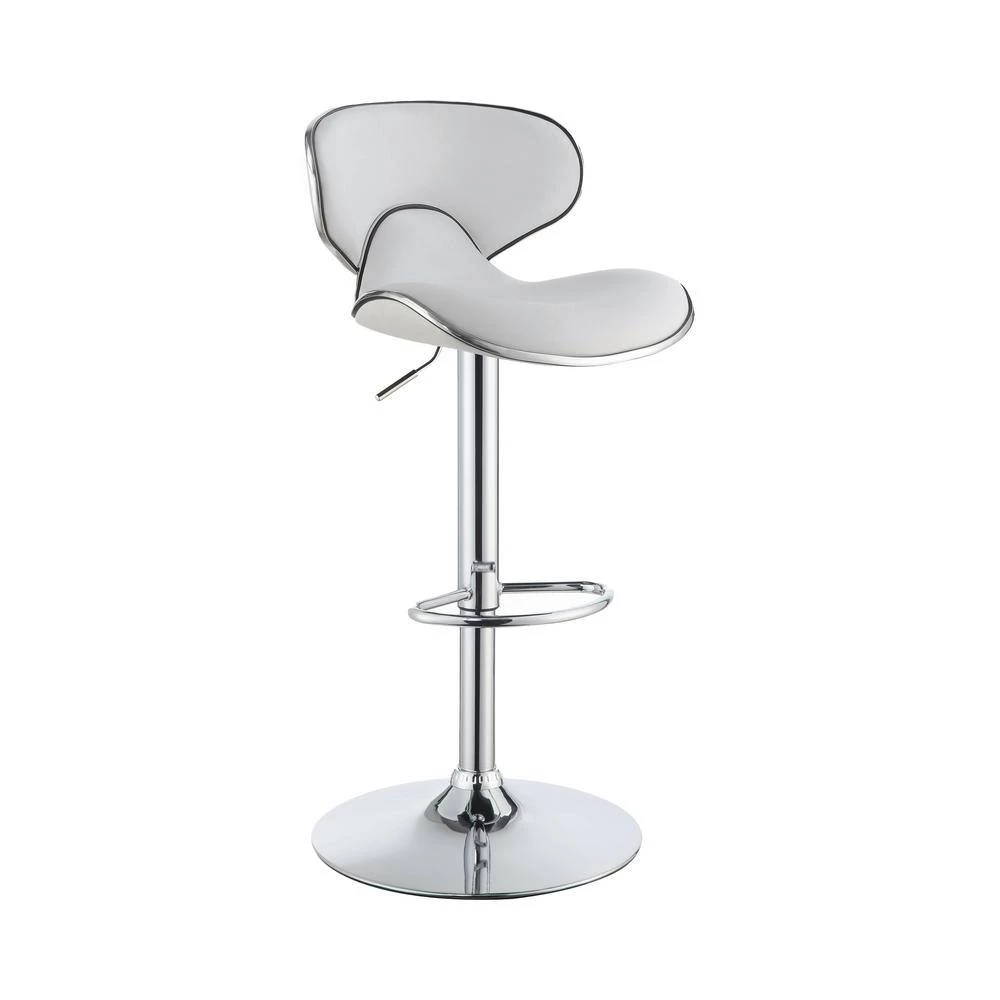35 in. H White and Chrome Low Upholstered Back Metal Frame Adjustable Bar Stool (Set of 2) by Coaster Home Furnishings 7 35 in. H White and Chrome Low Upholstered Back Metal Frame Adjustable Bar Stool (Set of 2) by Coaster Home Furnishings - Image 5