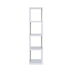 66.5 in. White and Chrome 4-Shelf Geometric Bookcase by Coaster Home Furnishings -Coaster Home Furnishings Shop white and chrome coaster home furnishings bookcases bookshelves 801418 4f 1000