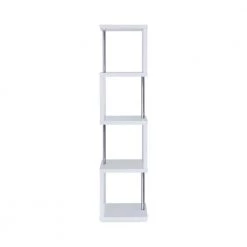 66.5 in. White and Chrome 4-Shelf Geometric Bookcase by Coaster Home Furnishings -Coaster Home Furnishings Shop white and chrome coaster home furnishings bookcases bookshelves 801418 c3 1000