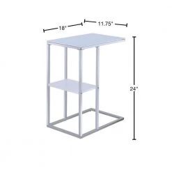 11.75 in. White and Chrome Rectangle Glass C Table with Shelf by Coaster Home Furnishings -Coaster Home Furnishings Shop white and chrome coaster home furnishings c tables 904018 40 1000