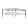 49 .25in White and Chrome Oval Glass Coffee Table with Faux Carrara Faux Marble Shelf by Coaster Home Furnishings -Coaster Home Furnishings Shop white and chrome coaster home furnishings coffee tables 723278 64 1000