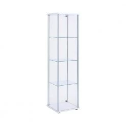 White and Clear Curio Cabinet with 4 Glass Shelves by Coaster Home Furnishings -Coaster Home Furnishings Shop white and chrome coaster home furnishings display cabinets 951072 1f 1000