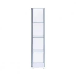 White and Clear Curio Cabinet with 4 Glass Shelves by Coaster Home Furnishings -Coaster Home Furnishings Shop white and chrome coaster home furnishings display cabinets 951072 4f 1000