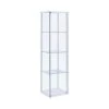 White and Clear Curio Cabinet with 4 Glass Shelves by Coaster Home Furnishings -Coaster Home Furnishings Shop white and chrome coaster home furnishings display cabinets 951072 64 1000