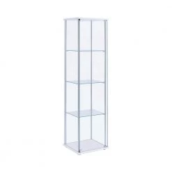 White and Clear Curio Cabinet with 4 Glass Shelves by Coaster Home Furnishings