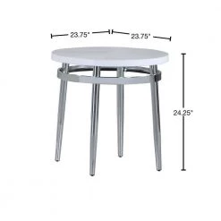 24 in White and Chrome Round Faux Carrara Faux Marble End Table by Coaster Home Furnishings -Coaster Home Furnishings Shop white and chrome coaster home furnishings end side tables 722967 40 1000
