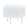 White and Chrome Faux Sheepskin Upholstered Ottoman by Coaster Home Furnishings 2 White and Chrome Faux Sheepskin Upholstered Ottoman by Coaster Home Furnishings -Coaster Home Furnishings Shop white and chrome coaster home furnishings ottomans 910231 64 1000