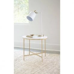 22 in. White and Gold Round Marble End Table with X-Base by Coaster Home Furnishings 15 22 in. White and Gold Round Marble End Table with X-Base by Coaster Home Furnishings -Coaster Home Furnishings Shop white and gold coaster home furnishings end side tables 723207 31 1000