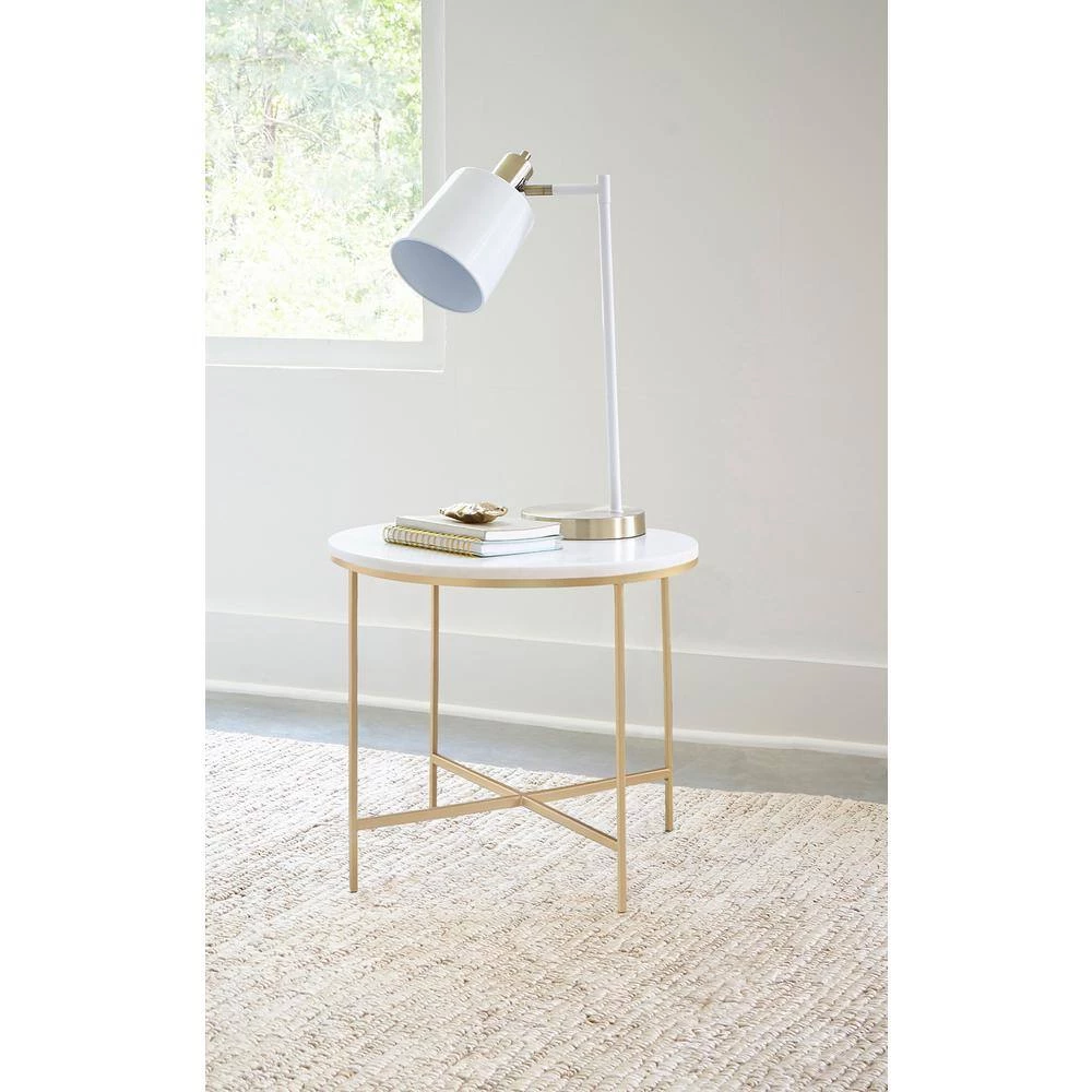 22 in. White and Gold Round Marble End Table with X-Base by Coaster Home Furnishings 9 22 in. White and Gold Round Marble End Table with X-Base by Coaster Home Furnishings - Image 7