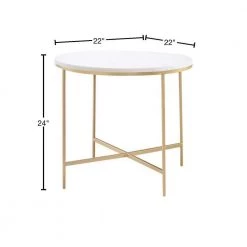22 in. White and Gold Round Marble End Table with X-Base by Coaster Home Furnishings 11 22 in. White and Gold Round Marble End Table with X-Base by Coaster Home Furnishings -Coaster Home Furnishings Shop white and gold coaster home furnishings end side tables 723207 40 1000