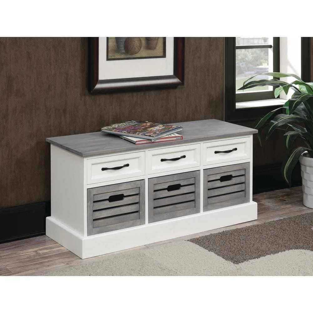 6-drawer Storage Bench White and Grey by Coaster Home Furnishings 8 6-drawer Storage Bench White and Grey by Coaster Home Furnishings - Image 6