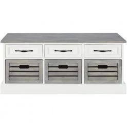6-drawer Storage Bench White and Grey by Coaster Home Furnishings
