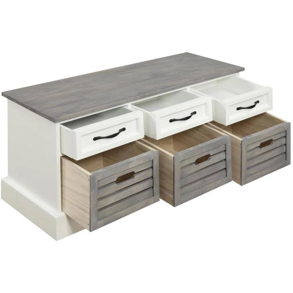 6-drawer Storage Bench White and Grey by Coaster Home Furnishings 5 6-drawer Storage Bench White and Grey by Coaster Home Furnishings - Image 3