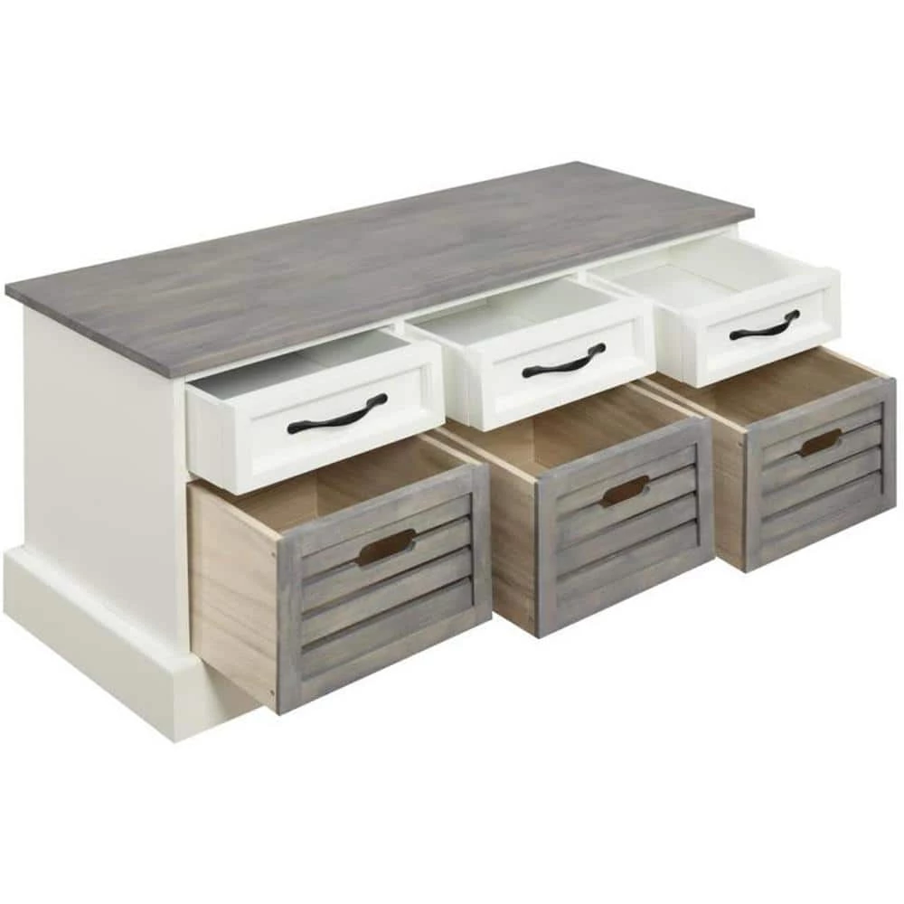 6-drawer Storage Bench White and Grey by Coaster Home Furnishings 6 6-drawer Storage Bench White and Grey by Coaster Home Furnishings - Image 4