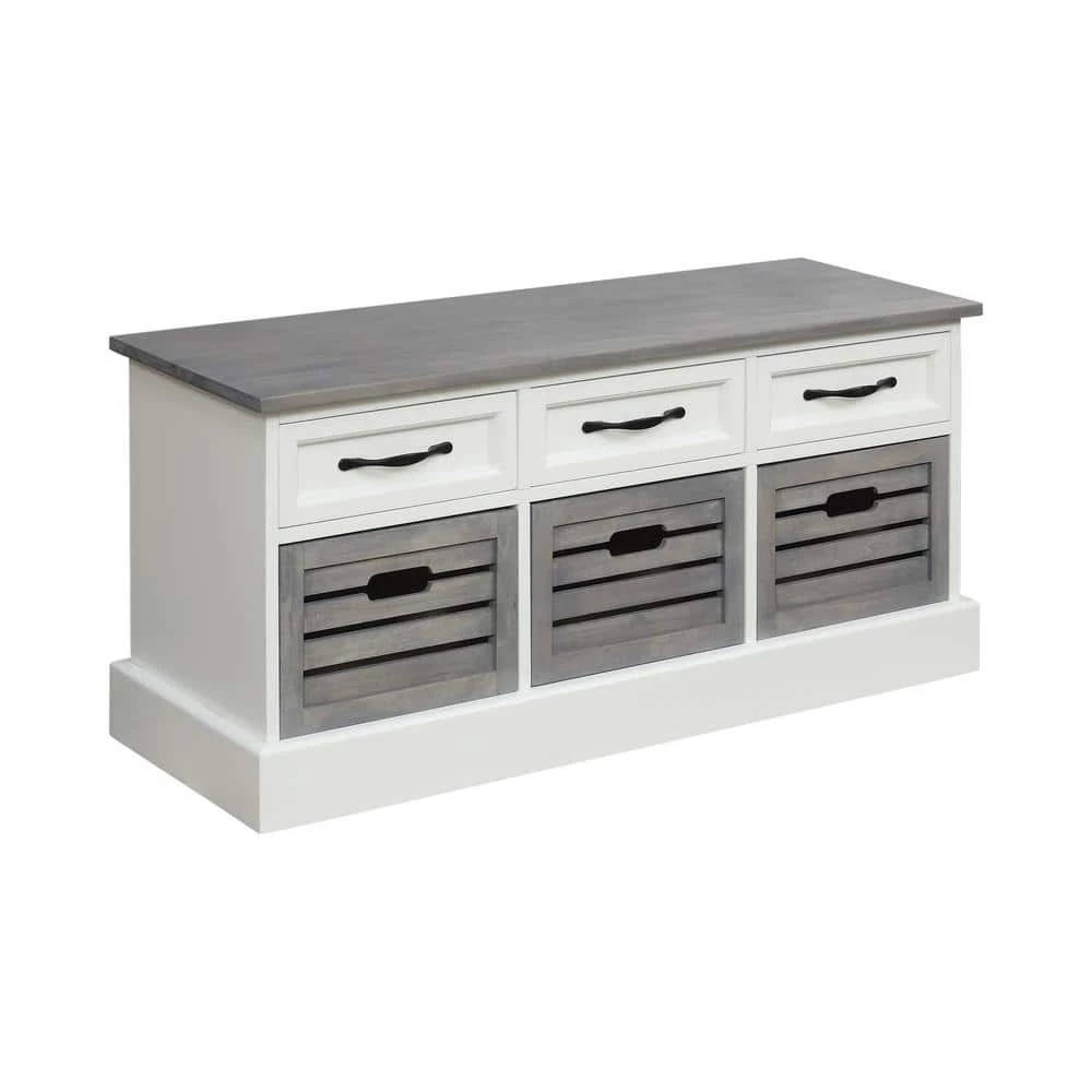6-drawer Storage Bench White and Grey by Coaster Home Furnishings 4 6-drawer Storage Bench White and Grey by Coaster Home Furnishings - Image 2