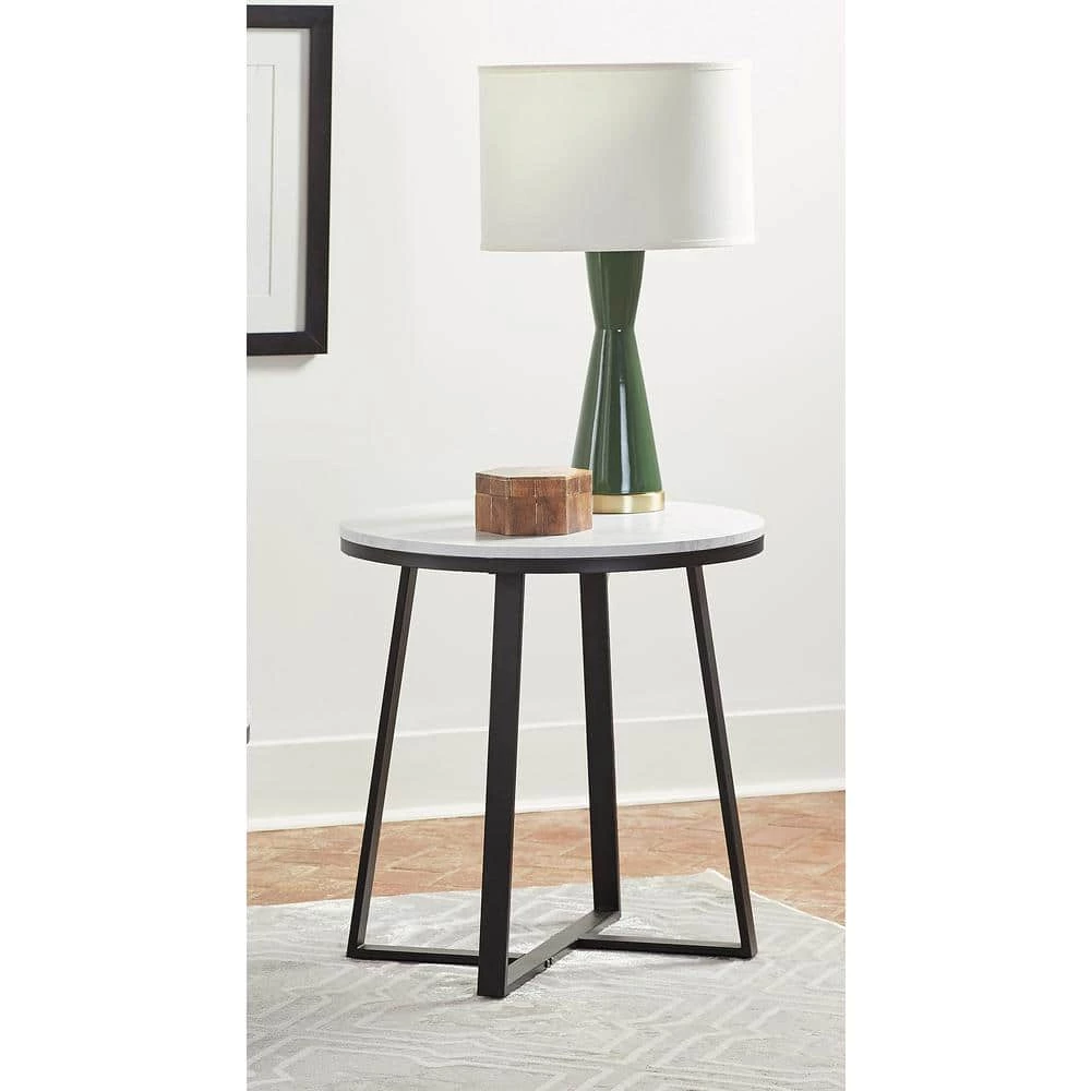 23in White and Matte Black Round Faux Marble End Table by Coaster Home Furnishings 6 23in White and Matte Black Round Faux Marble End Table by Coaster Home Furnishings - Image 4