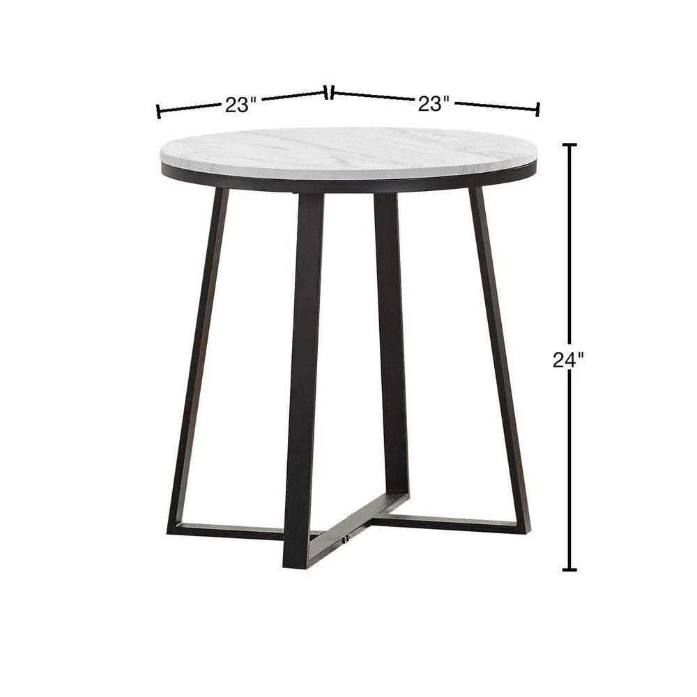 23in White and Matte Black Round Faux Marble End Table by Coaster Home Furnishings 5 23in White and Matte Black Round Faux Marble End Table by Coaster Home Furnishings - Image 3