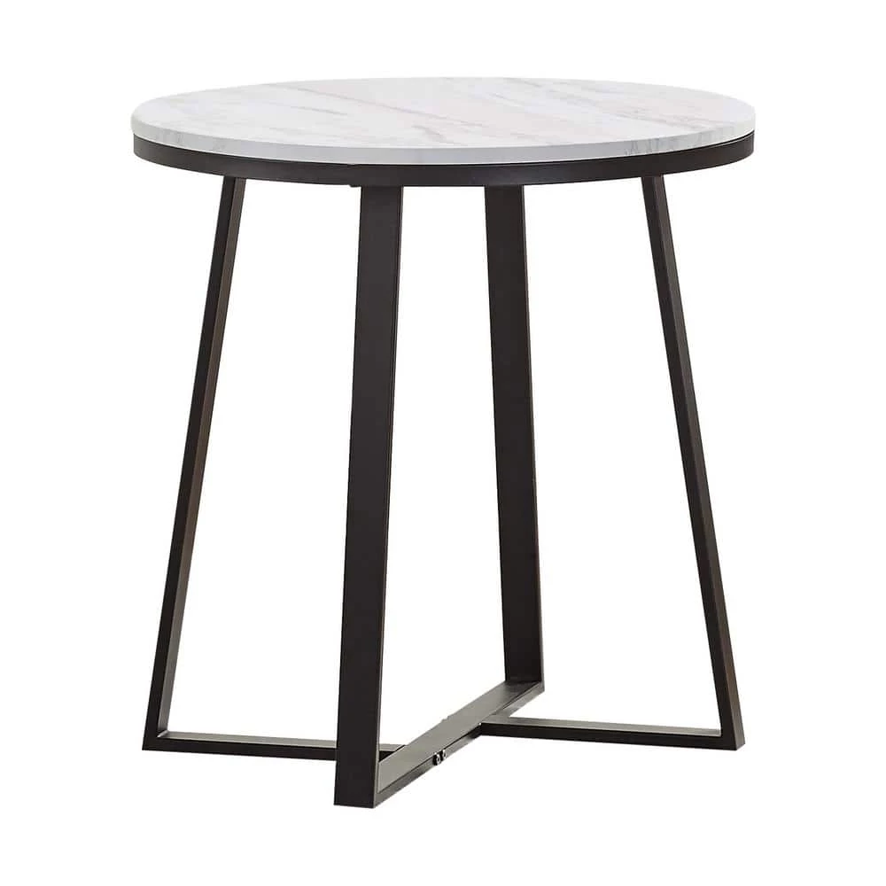 23in White and Matte Black Round Faux Marble End Table by Coaster Home Furnishings 3 23in White and Matte Black Round Faux Marble End Table by Coaster Home Furnishings