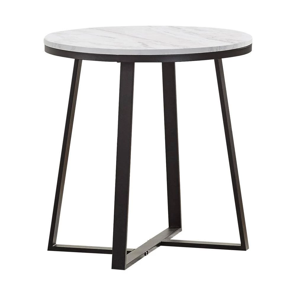 23in White and Matte Black Round Faux Marble End Table by Coaster Home Furnishings 4 23in White and Matte Black Round Faux Marble End Table by Coaster Home Furnishings - Image 2